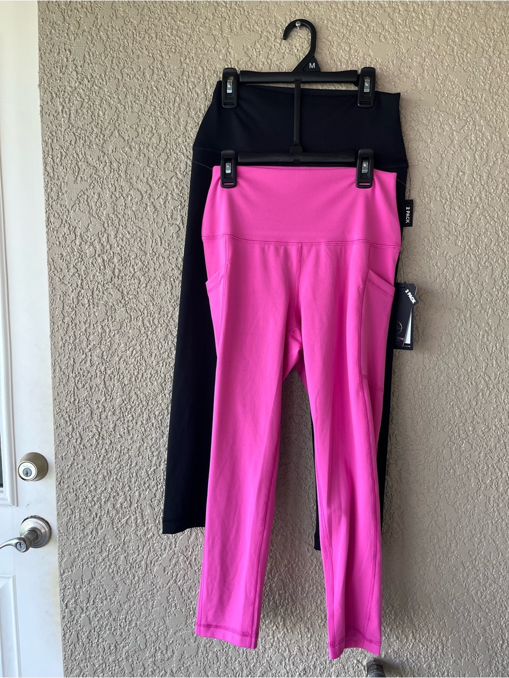 90 Degree By Reflex Kids High-Rise Performance Leggings - Hot Pink & Black